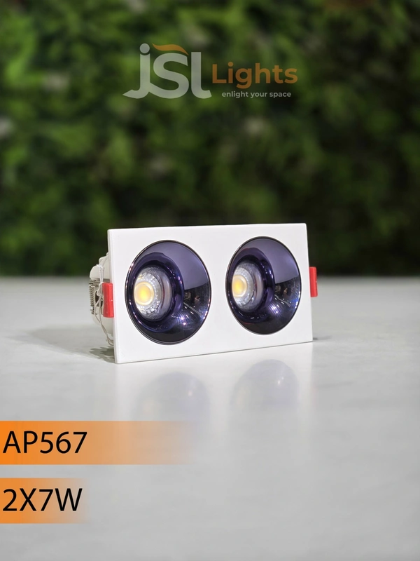 APRA567 2*7W PKW PB Square Recessed Linear COB Downlight - 14W, 4000K
