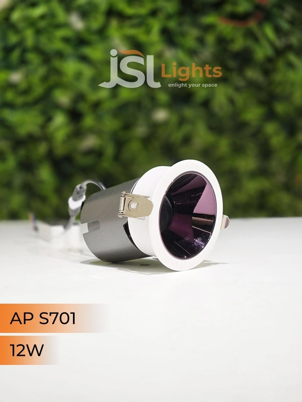 APRA S 701 12W PKW PB Round Deep Recessed COB Downlight - 12W, 3000K