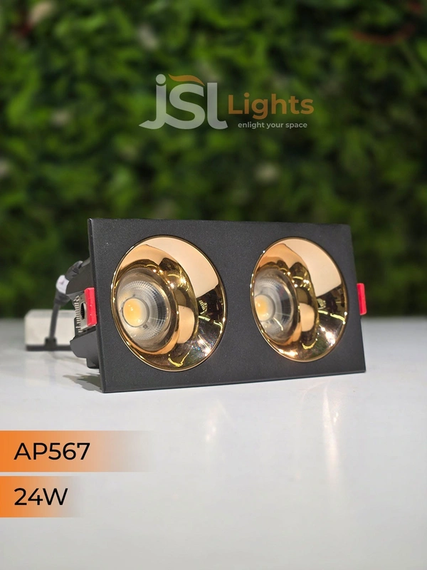 APRA567 24W BK RG Square Recessed Linear COB Downlight - 24W, 4000K