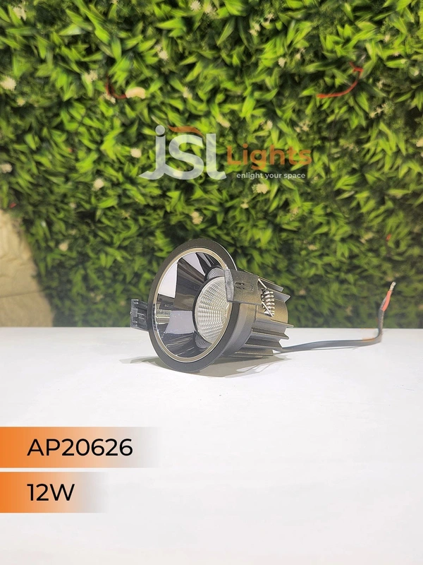 APRA AP 20626 12W Black Deep Recessed COB Downlight PB Reflector - 12W, 3000K, Black