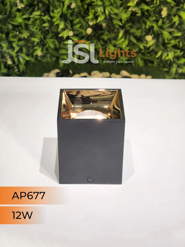 APRA AP677 12W Square Black Surface Cylindrical Light  - 12W, 3000K, Black