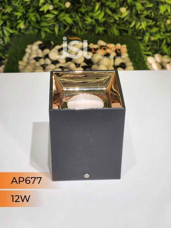 APRA AP677 12W Square Black Surface Cylindrical Light  - 12W, 3000K, Black
