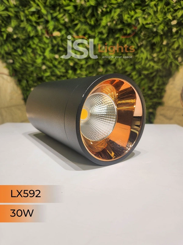 LX592 30W Round Black RG Surface Cylinder Light - 30W, 3000K