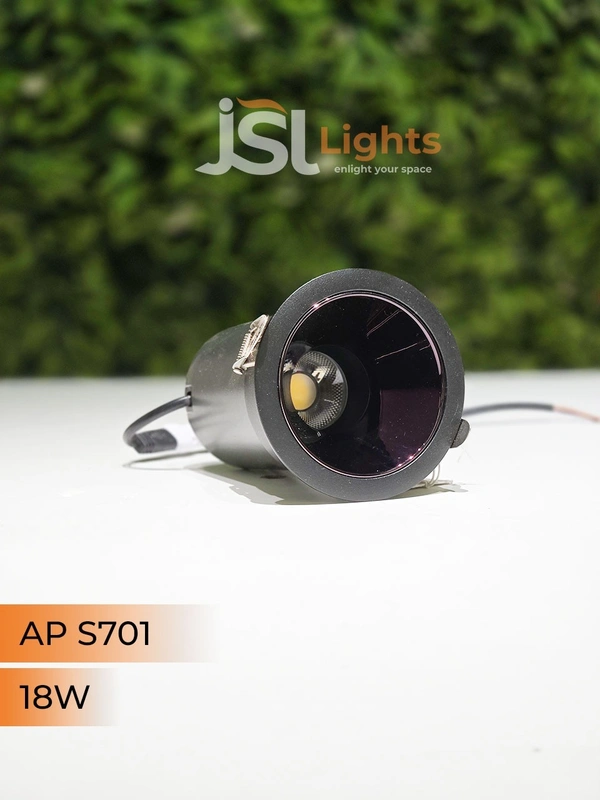 APRA S 701 18W BK PB Round Deep Recessed COB Downlight - 18W, 4000K