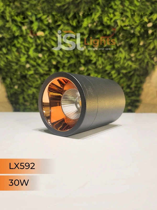 LX592 30W Round Black RG Surface Cylinder Light - 30W, 3000K