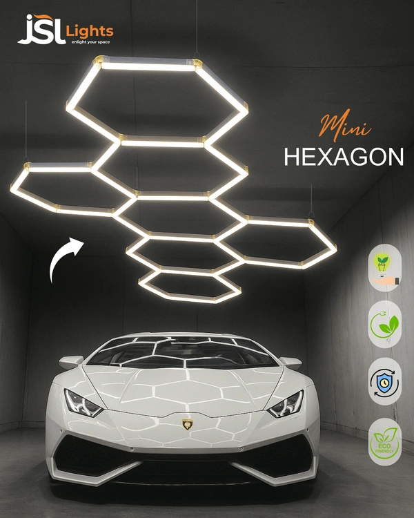 APRA Apra Car Garage Mini Honeycomb Lamp Hexagonal Hanging Workshop LED Light Car Washing Lamp - Mini Hexagon Light, 6000K, 5*10 Feet