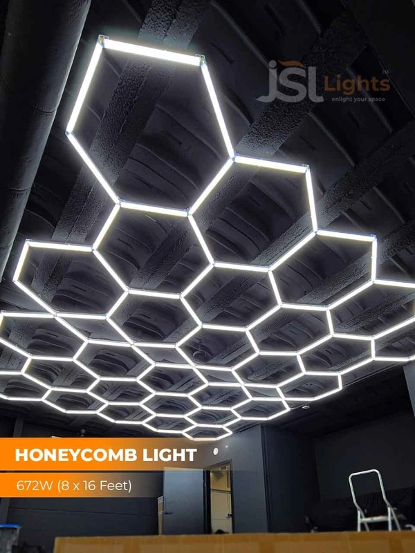 APRA Apra Car Garage Honeycomb Lamp Hexagonal Hanging Workshop LED Light Car Washing Lamp - 6000K, Hexagon led light, 8*16 feet