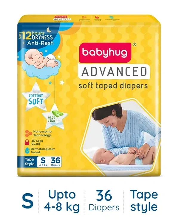 Babyhug Advanced Tape Style Diapers Small Size - 36 Pieces