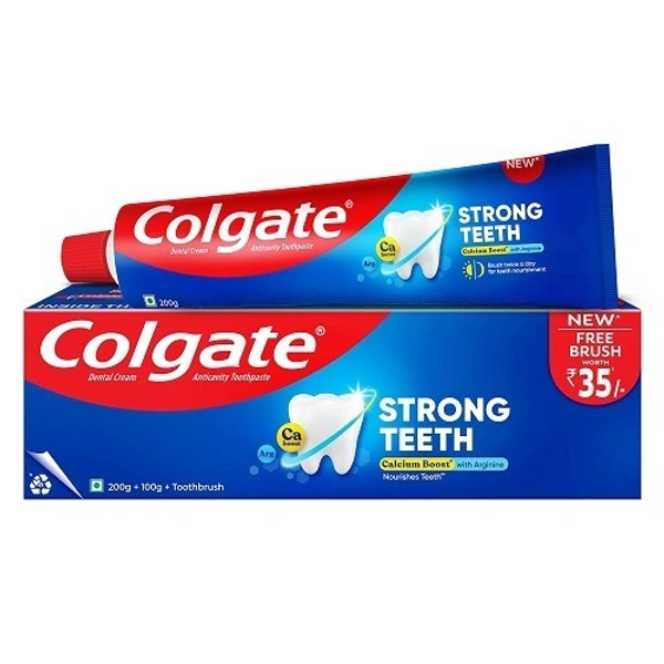 Colgate Strong Teeth Toothpaste, 300g + Toothbrush Free