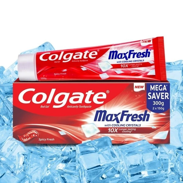Colgate MaxFresh Red Gel Tooth Paste for Super Fresh Breath, 300g (Pack of 2)