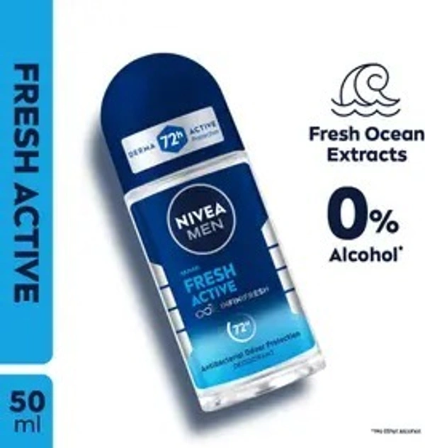 NIVEA Fresh Active Deodorant Roll-on For Men, 50 ml
