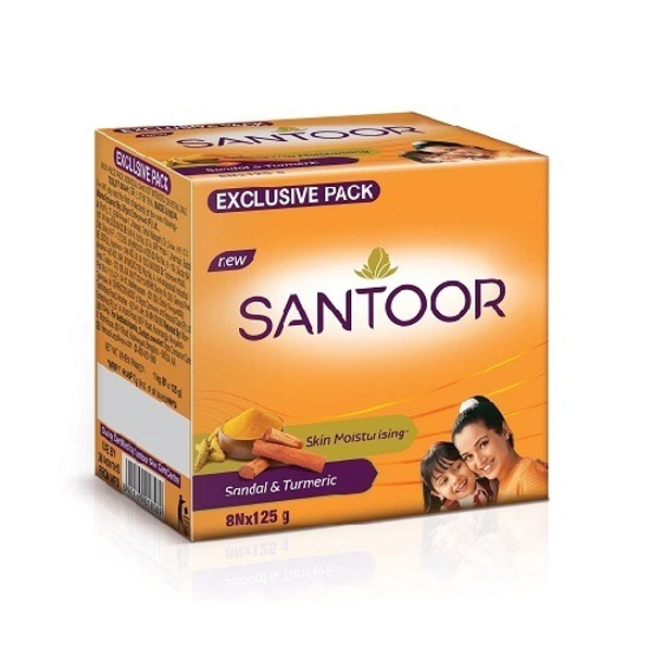  Santoor Sandal & Turmeric Soap 125g (Pack of 8)