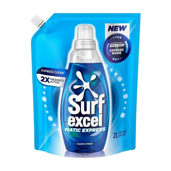 Surf Excel Matic Express Liquid Detergent with 2X Freshness Action 2ltr pouch