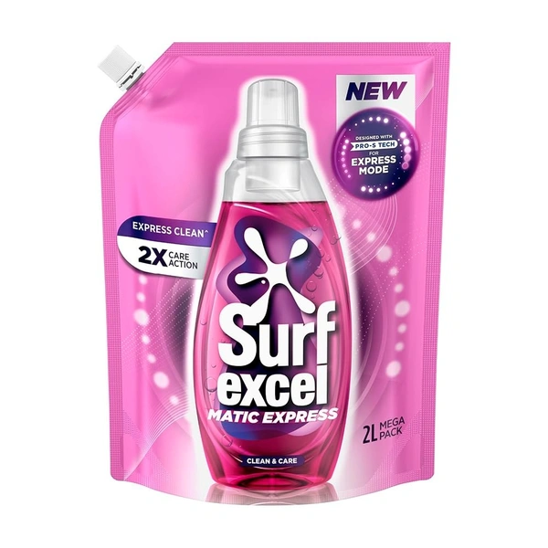 Surf Excel Matic Express Liquid Detergent with 2X Care Action 2 Litre Pouch