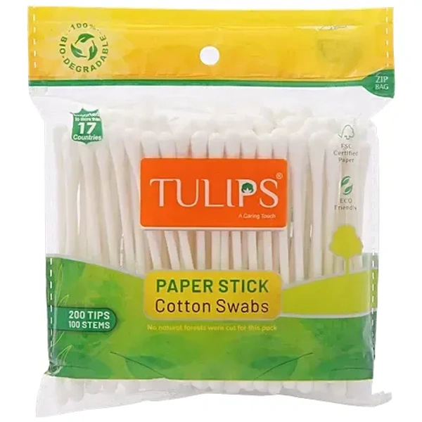 Tulips Cotton Buds - Zipper Bag: 100 Sticks