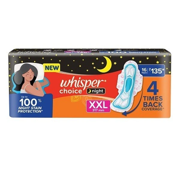 Whisper Choice Nights XXL For Women Sanitary Pad  (Pack of 16)