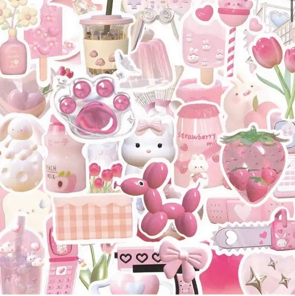 Pink Moon Sticker Set (60 Pcs) 