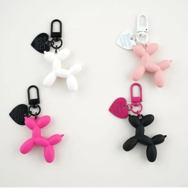 Poodle Keychain  - White