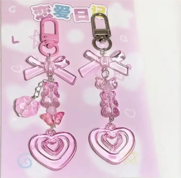 Heart Key Charm - Pink Hook