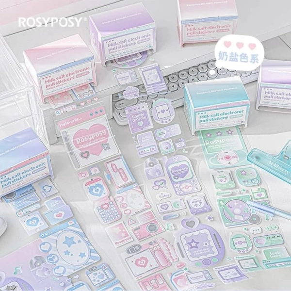 RosyPosy Pull Stickers  - Cream-blue