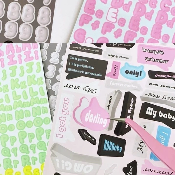 Bubble Sticker Sheet - Pink/Green/Yellow ABC