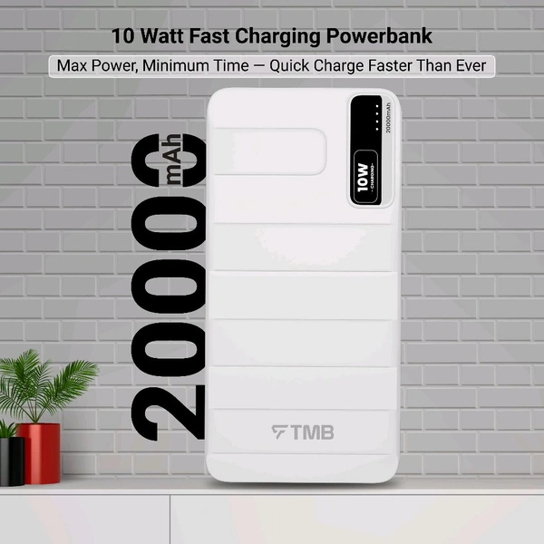 TMB Dura-20 20000 mAh 10 W With MagSafe Compact Pocket Size Power Bank (White, Lithium Polymer, Fast Charging for Mobile) - Black
