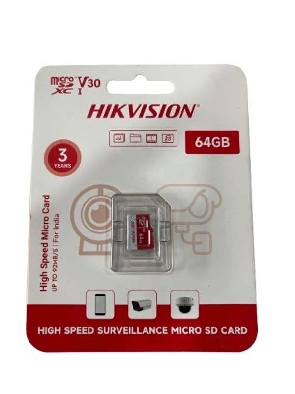 HIKVISION 64GB microSDXS V30 I Surveillance Memory Card – Up to 92MB/s