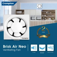 Crompton Brisk Air Neo 200 mm (8 inch) Exhaust Fan for Kitchen, Bathroom and Office (White),  Pack of 1