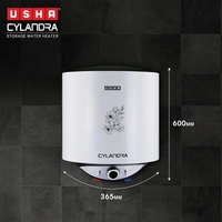 Usha Cylandra 25 Litre Storage Water Heater With Free Installation (White), Wall Mounting