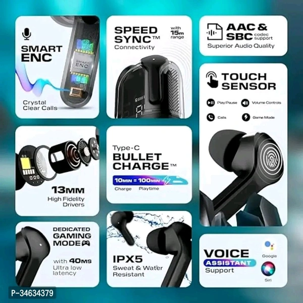 Transparent futuristic technology air pods pro max - Black