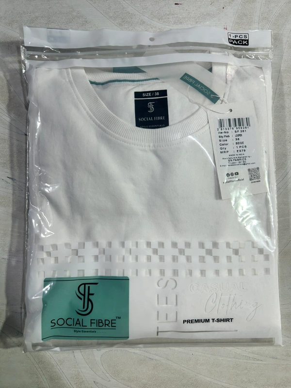Social Fibre Full Sleeves Premium T- Shirts - White, Full Sleeves