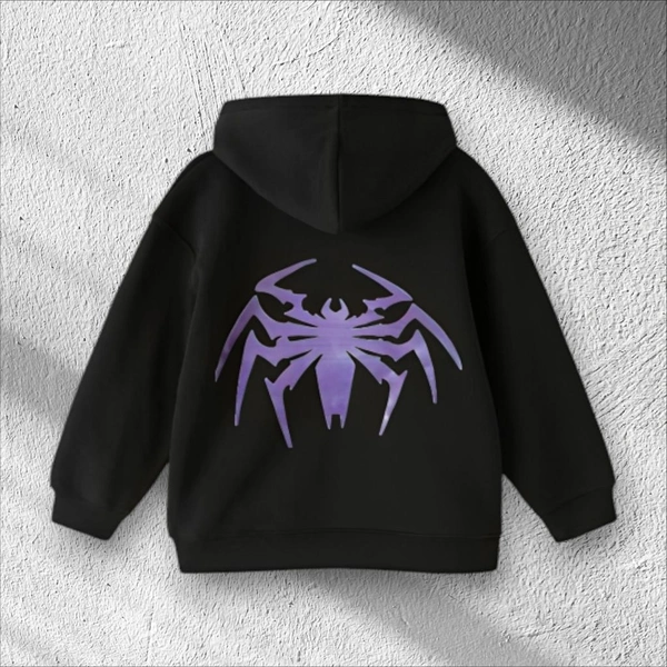 Purple Spidey, Swinging Into Style With This Purply Spidey Hoodie - Black, Freesize & Oversized