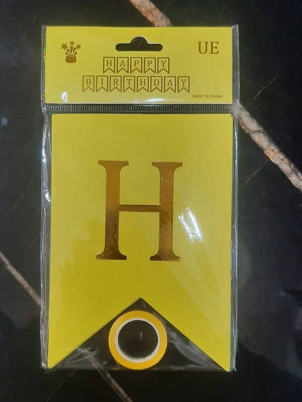  Happy Birthday Banner  - Yellow