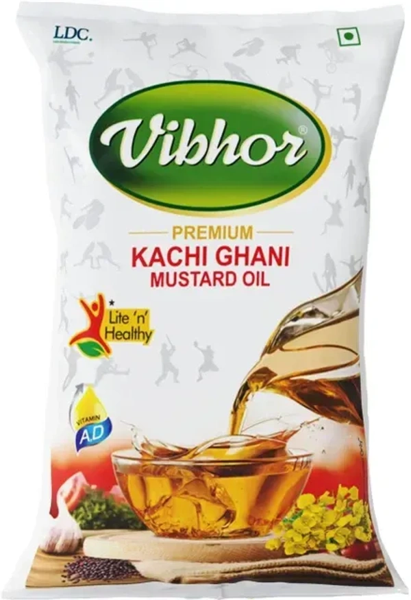 Vibhor Premium Kachi Ghani Mustard Oil Pouch  (1 L) - 1L