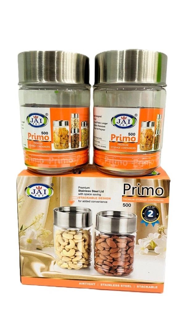 Jai Pet - Primo Stainless Steel Air tight Container Deluxe Jar - 500, Stainless Steel