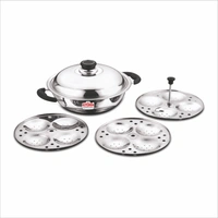 Kitchen Essentials Stainless Steel Idli Maker (1 SS kadai, 1 SS Lid, 3 Idli Plate) - 2 L, SS
