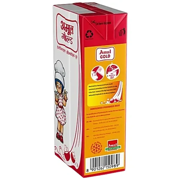 Amul Gold Homogenised Standardised Milk, 1 L