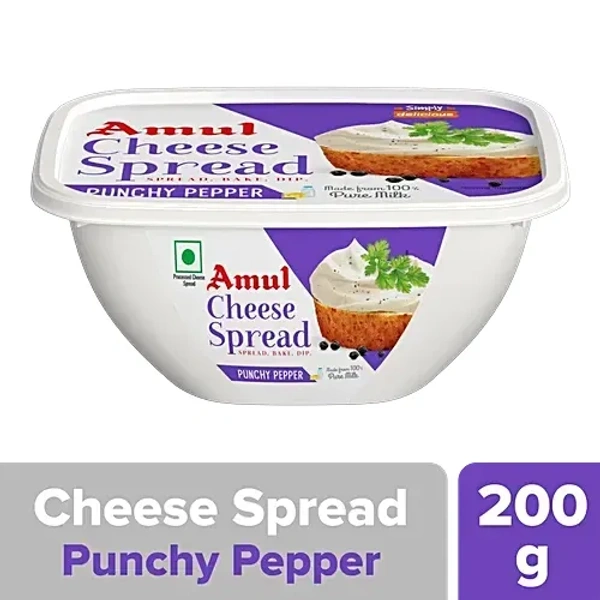 Amul Punchy Pepper Cheese Spread, 200 g Tub