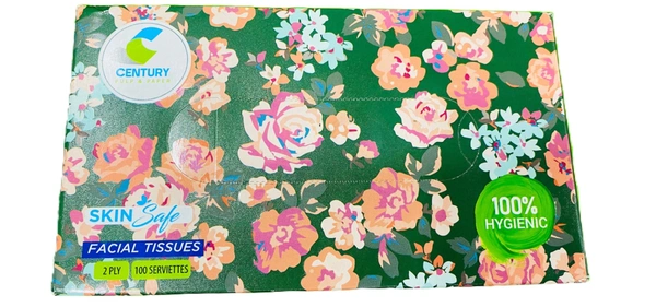 Century 2 Ply 100% Virgin Pulp Soft Facial Tissue Box | Car Tissue - 100 Pulls Per Roll - 20 * 16 cm, White