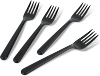 Solids Black Plastic Forks Disposable Utensils Heavy Duty Plastic Cutlery Set - Silverware Set Party Supplies 1Set - 100 Pieces - Black