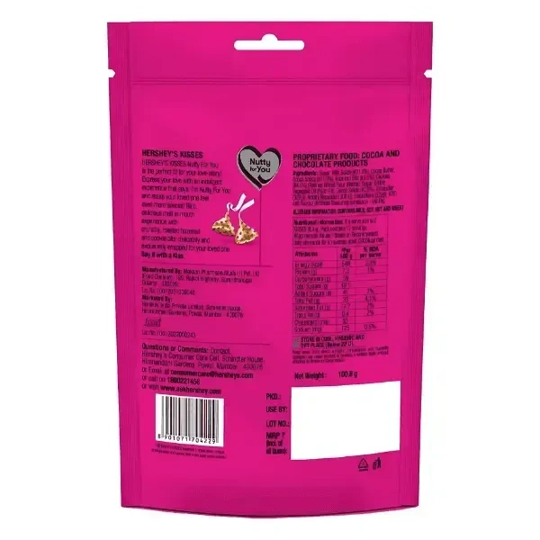 hershey's kisses hazelnut 'n' cookies chocolate - 100.8 gm