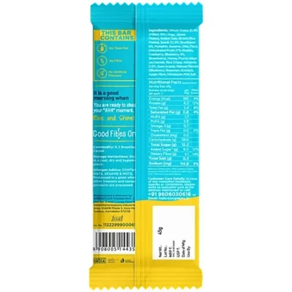 yoga bar breakfast protein bar blueberry - 45 gm
