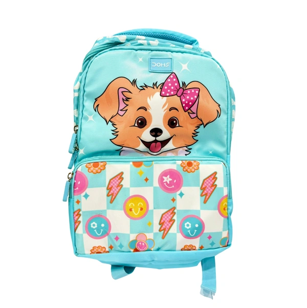 DOMS School Bag Puppy Face - Cyan Aqua