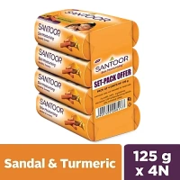 Santoor Sandal & Turmeric Bathing Soap, 125 g (Pack of 4) - 125