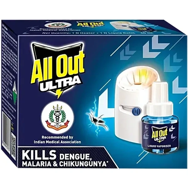 All Out Ultra Liquid Vaporiser Mosquito Repellent Starter Pack,l Machine + Refill - 45 mL