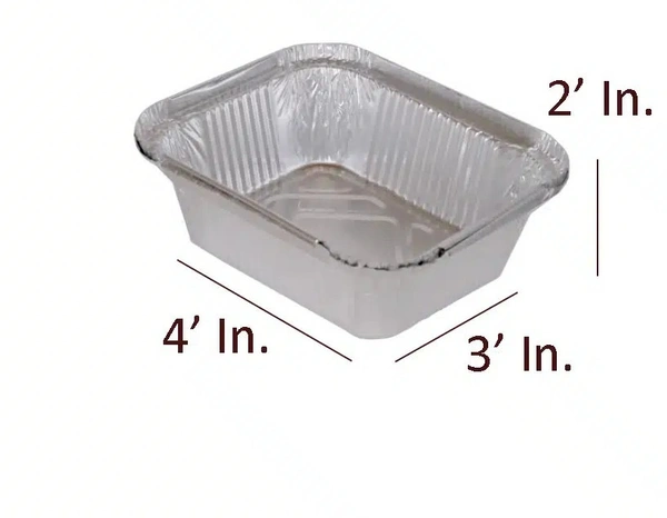 Aluminium Foil Container Box with Lid Pack for Food Packing, Baking, Takeaway | Disposable Foil Box for Meal Prep Storage Kitchen | Use and Throw Food Parcel Containers - Small, Silver