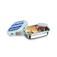 Jewel Snap Steel Big Insulated Stainless Steel Lunch Box with Partition | Compact Tiffin Box for Kids & Adults | Stylish Design with Quote | BPA-Free | Microwave Safe Lid - 550 ML, Multi-color