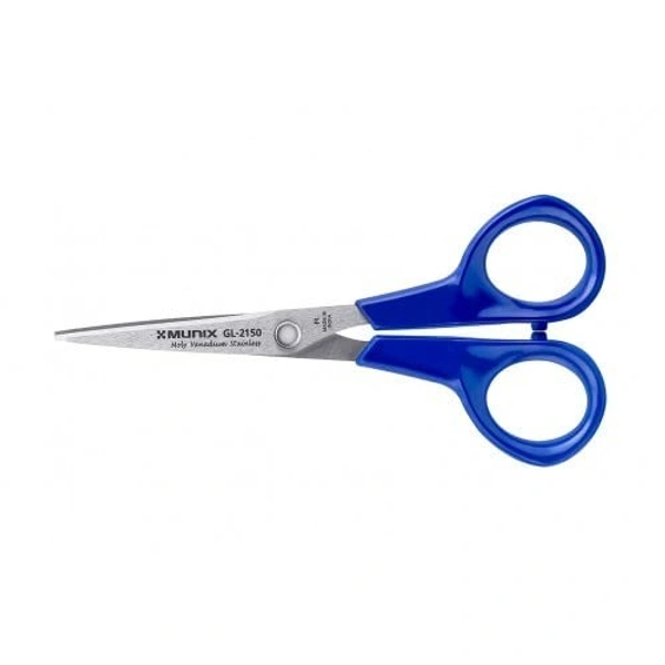 Munix GL-2150 126 mm / 4.9" Stainless Steel Scissors | Pointed Thin Tip with Shock Proof Body | Ergonomic & Soft Handles for Easy Handling | - 126 mm, Multi-color