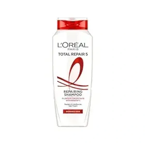 L'Oreal Paris Total Repair 5 Shampoo For Damaged Hair | Powered by Keratin XS Technology| Fights 5 Signs of Hair Damage- Frizz, Breakage, Dryness, Stiff... - 200ml
