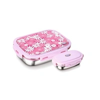 Jewel Snap Steel Big Insulated Stainless Steel Lunch Box with Partition | Compact Tiffin Box for Kids & Adults | Stylish Design with Quote | BPA-Free | Microwave Safe Lid - 550 ML, Multi-color